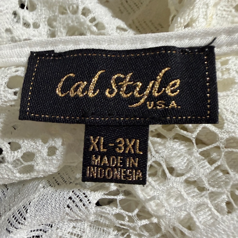 Cal Style USA White Lace Kimono Duster Boho Crochet - Size XL-3XL - Picture 7 of 9